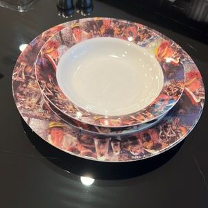 Three piece dinner set with beautiful Renoir artwork printed on.